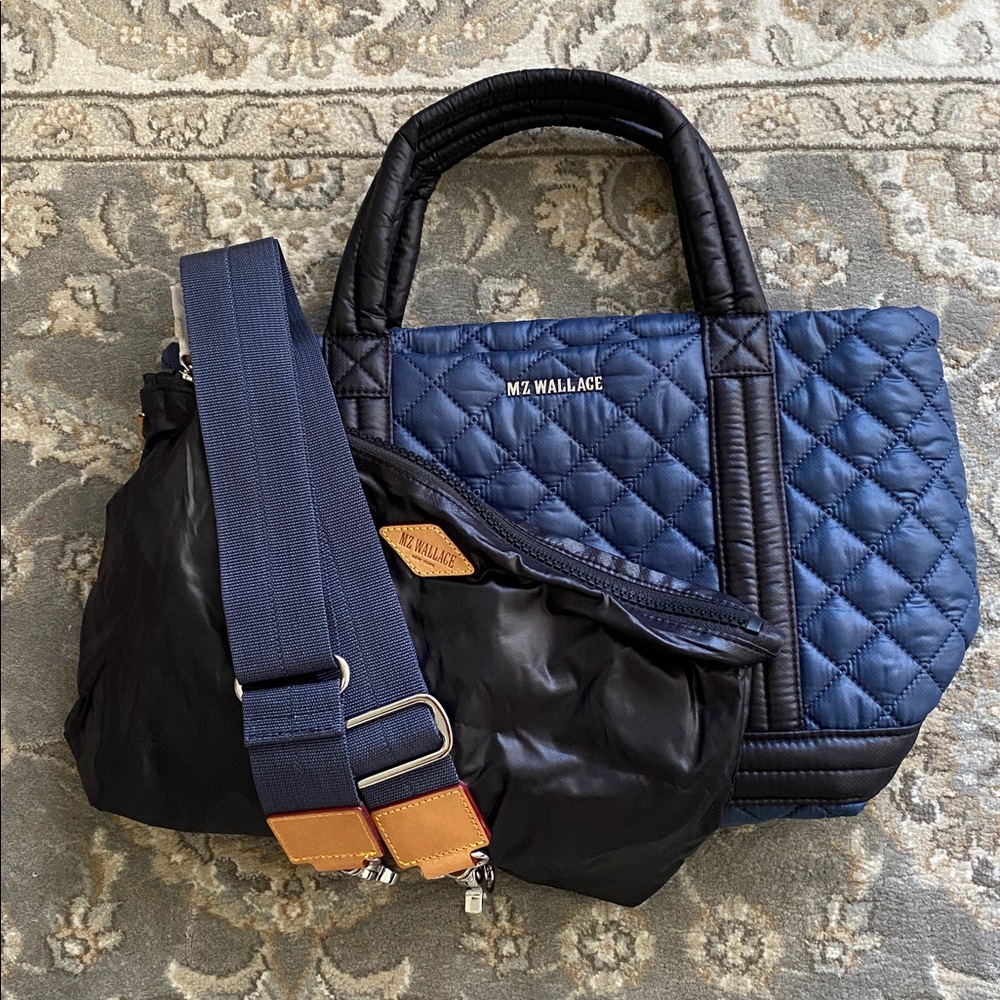 MZ Wallace Empire Small Tote navy/black euc - Picture 3 of 4